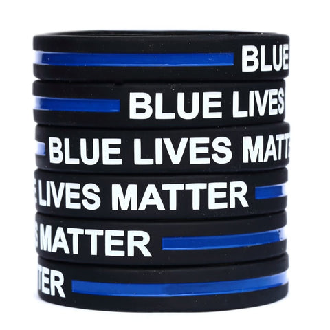 Blue Lives Matter Thin Blue Line Silicone Wrist Band Bracelet Wristband - Support Police and Law Enforcement