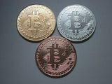 Set of Gold, Silver, and Copper Plated Color Bitcoins BTC Physical Cryptocurrency Collectible Coins by TrendyLuz