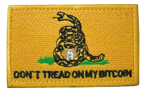 Don't Tread On My Bitcoin BTC Meme Gadsden Embroidered Velcro Patch by TrendyLuz