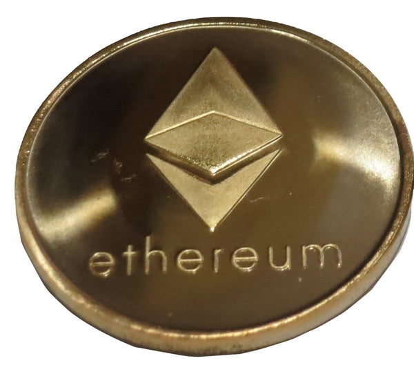 Ethereum Gold Plated Color Ethereum ETH Physical Cryptocurrency Collectible Novelty Coin by TrendyLuz (Pack of 1)