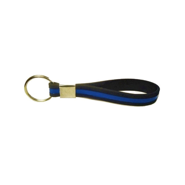 Thin Blue Line Key Ring Chain Silicone Keychain - Support Police Law Enforcement