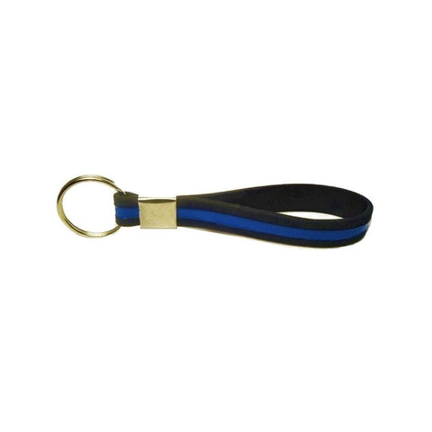 Thin Blue Line Key Ring Chain Silicone Keychain - Support Police Law Enforcement