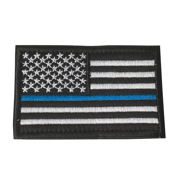 Thin Blue Line Tactical American USA Flag Patch, Embroidered Velcro Patch US Military Police Firefighter