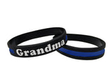 Grandma (Grandmother) Thin Blue Line Silicone Wrist Band Bracelet Wristband - Support Police and Law Enforcement