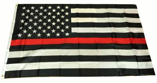 Thin Red Line USA American Flag for Firefighters Emergency Rescue EMT EMS Paramedics 3x5 Feet Printed Flag with Grommets