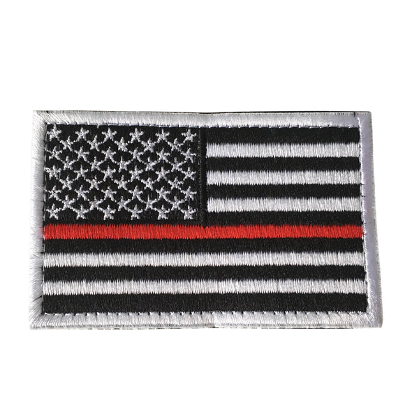 Thin Red Line Tactical American USA Flag Patch, Embroidered Velcro Patch US Military Police Firefighter
