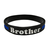 Brother Thin Blue Line Silicone Wrist Band Bracelet Wristband - Support Police and Law Enforcement