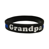 Grandpa (Grandfather) Thin Blue Line Silicone Wrist Band Bracelet Wristband - Support Police and Law Enforcement