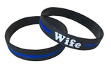 Wife Thin Blue Line Silicone Wrist Band Bracelet Wristband - Support Police and Law Enforcement